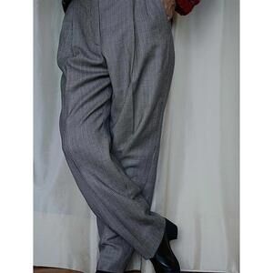 Vintage Houndstooth Wool Trousers: High Waist Pleated Pants